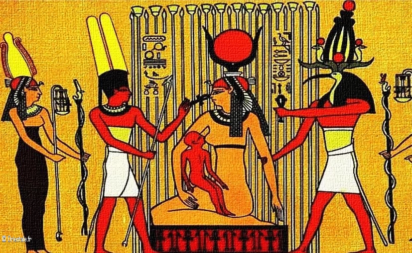 Papyrus reprsentant la desse Isis allaitant son enfant-dieu