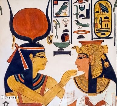 Hathor, personnifiée en princesse égyptienne, ici tombe de Nefertari