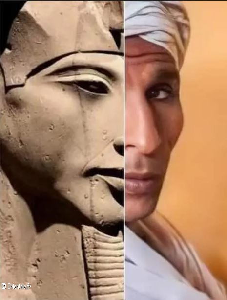 La statue d'Akhenaton vue de profil, compare avec celle du gardien de son tombeau